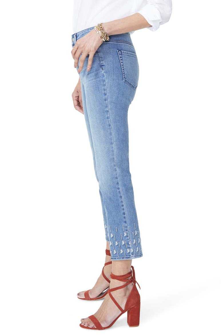 Sheri Embroidered Stretch Slim Ankle Jeans, Alternate, color, POINT DUME