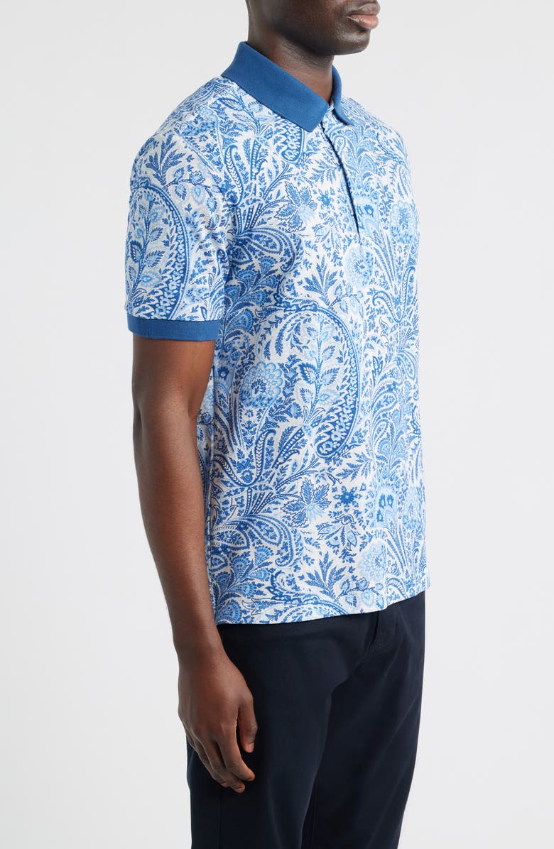 Etro Roma Cotton Piqué Polo, Alternate, color, Stampa F.do Bianco