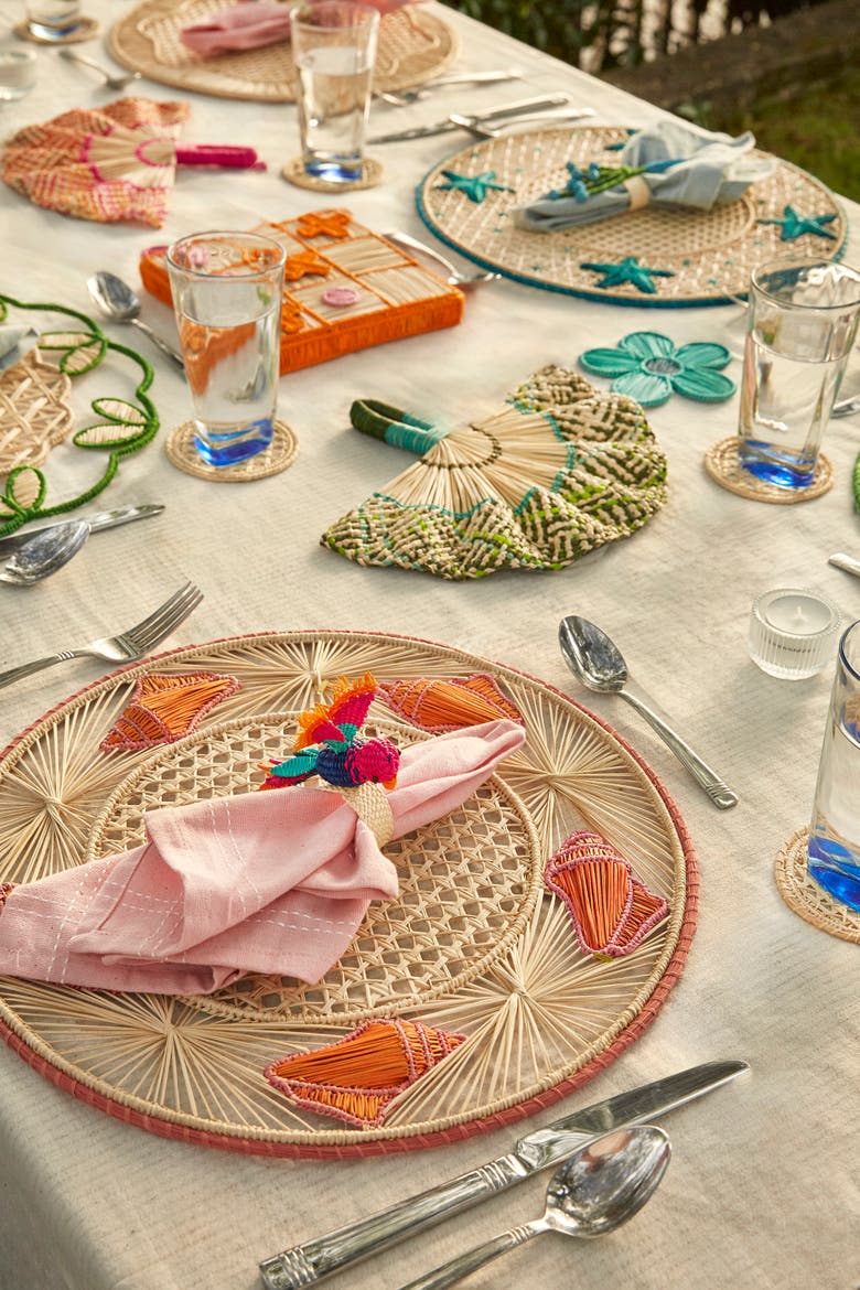 Conch 3D Placemat - Set of 2, Alternate, color, Orange