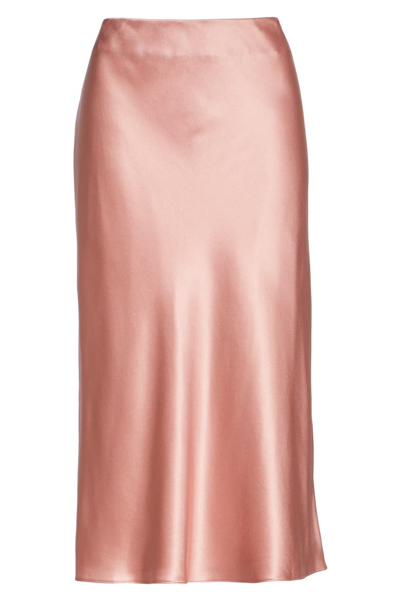 Marta Silk Satin Midi Skirt, Alternate, color, PEONY PINK