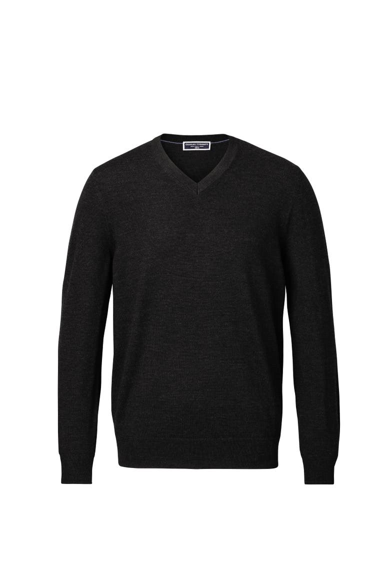 Merino V-Neck Sweater, Alternate, color, Charcoal Grey