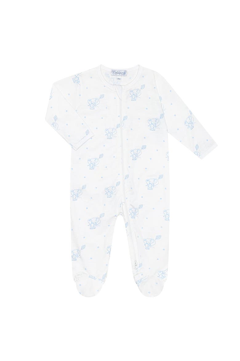Blue Elephant Zipper Footie - Baby, Main, color, Blue