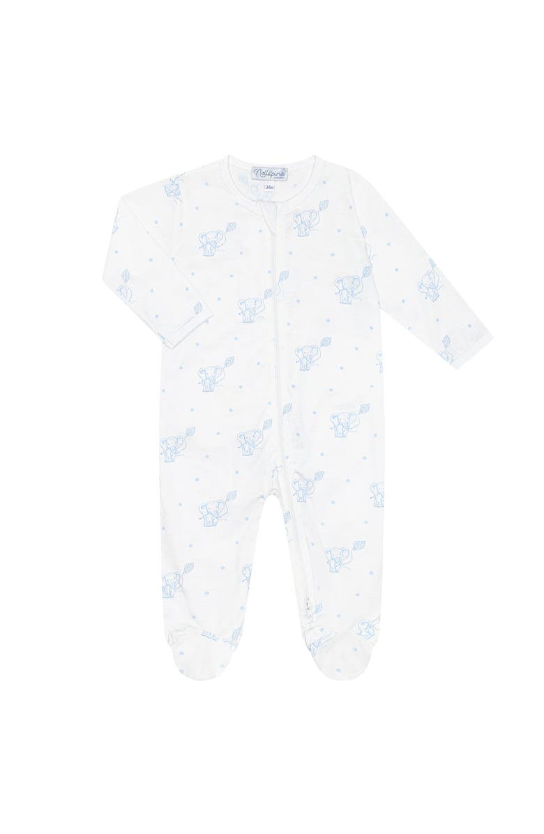 Nellapima Blue Elephant Zipper Footie - Baby, Main, color, Blue