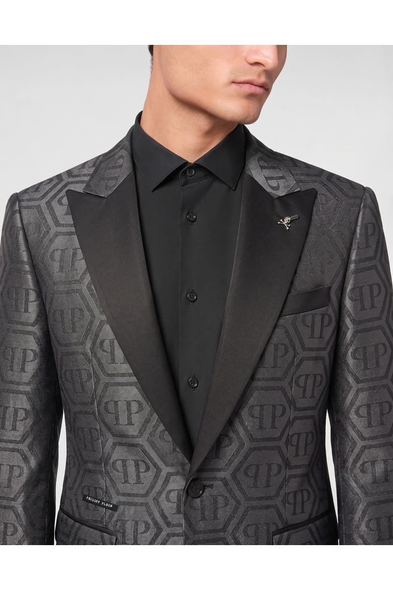 Jacquard Blazer Regular Fit Monogram Men, Alternate, color, black