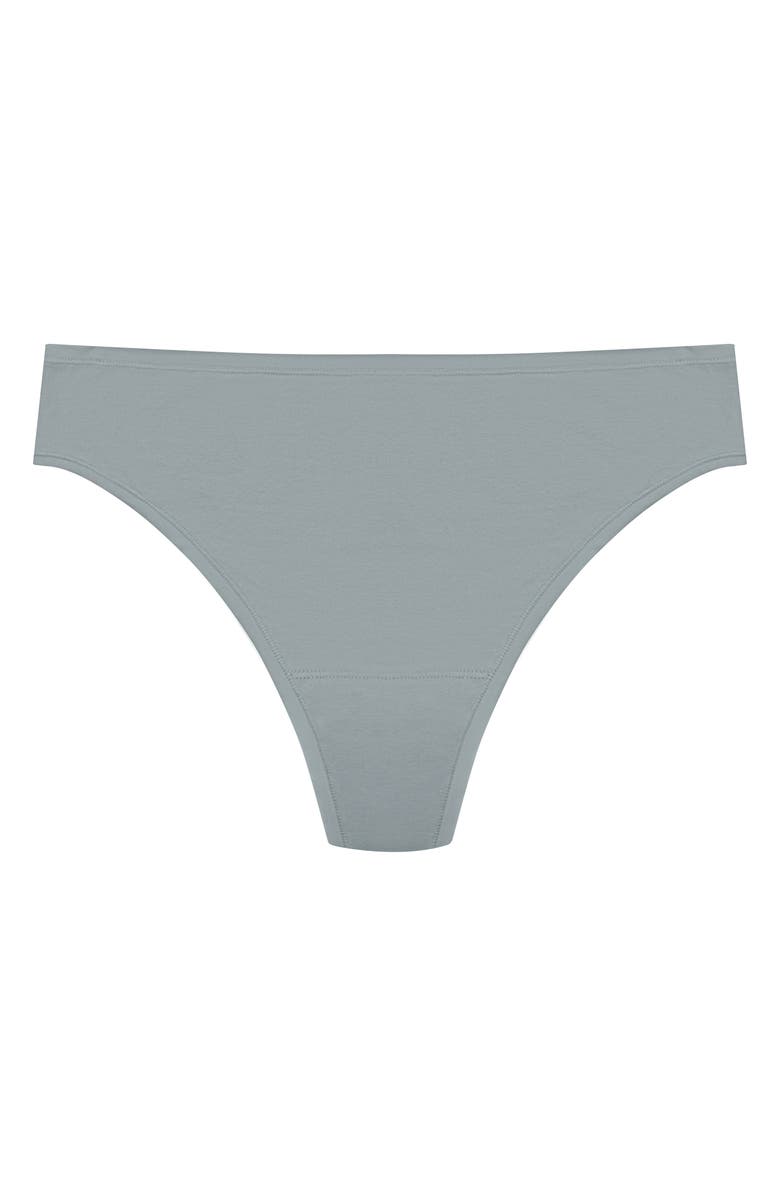 Natori Bliss Bare Stretch Cotton Thong, Main, color, Seaglass