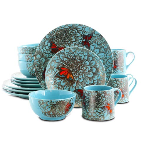 Butterfly Garden 16 Piece Stoneware Dinnerware Set