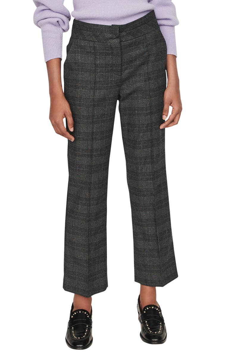 maje Panda Glen Plaid Trousers, Main, color, 