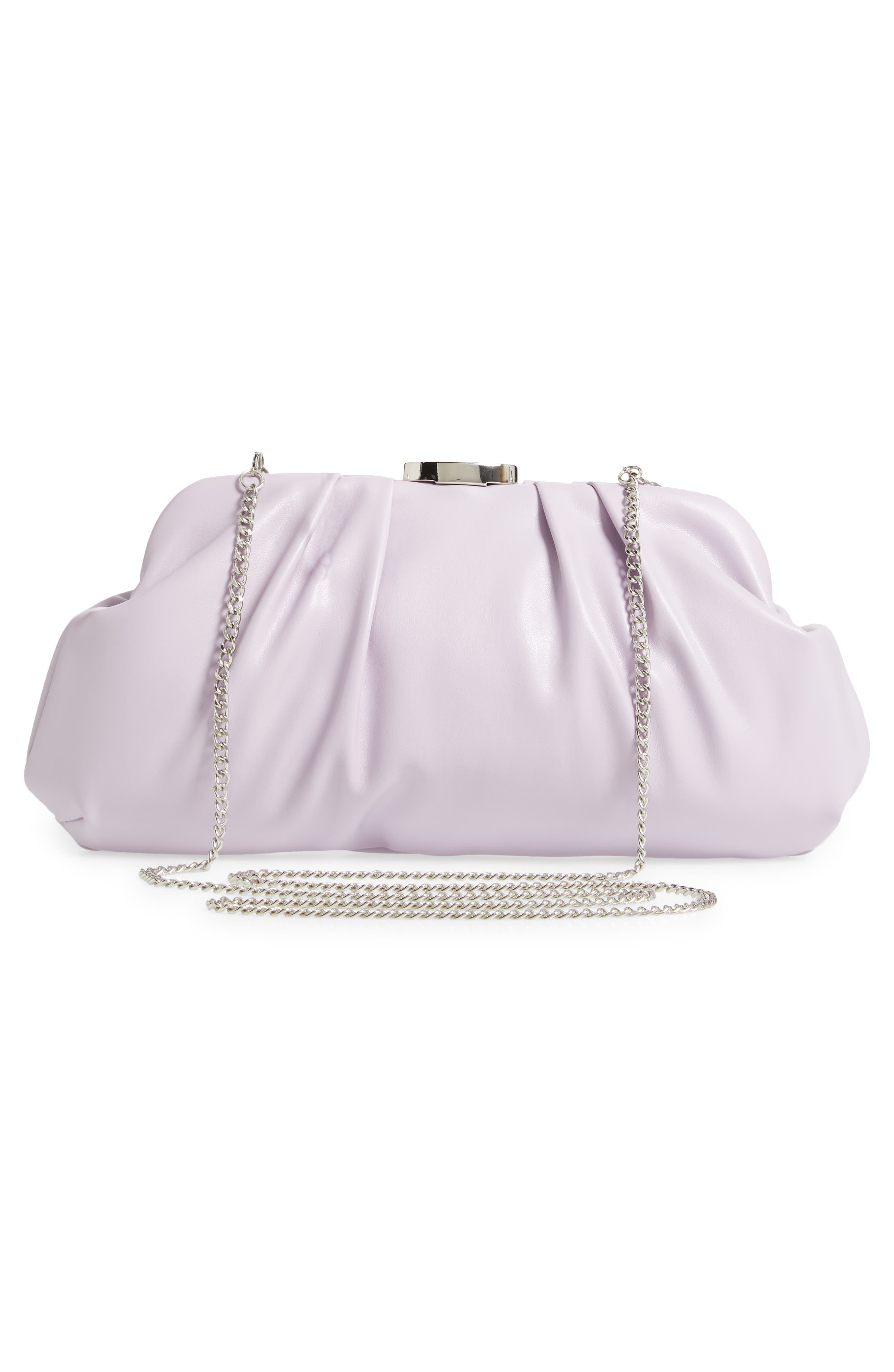Soft Faux Leather Clutch, Alternate, color, PURPLE GAUZE