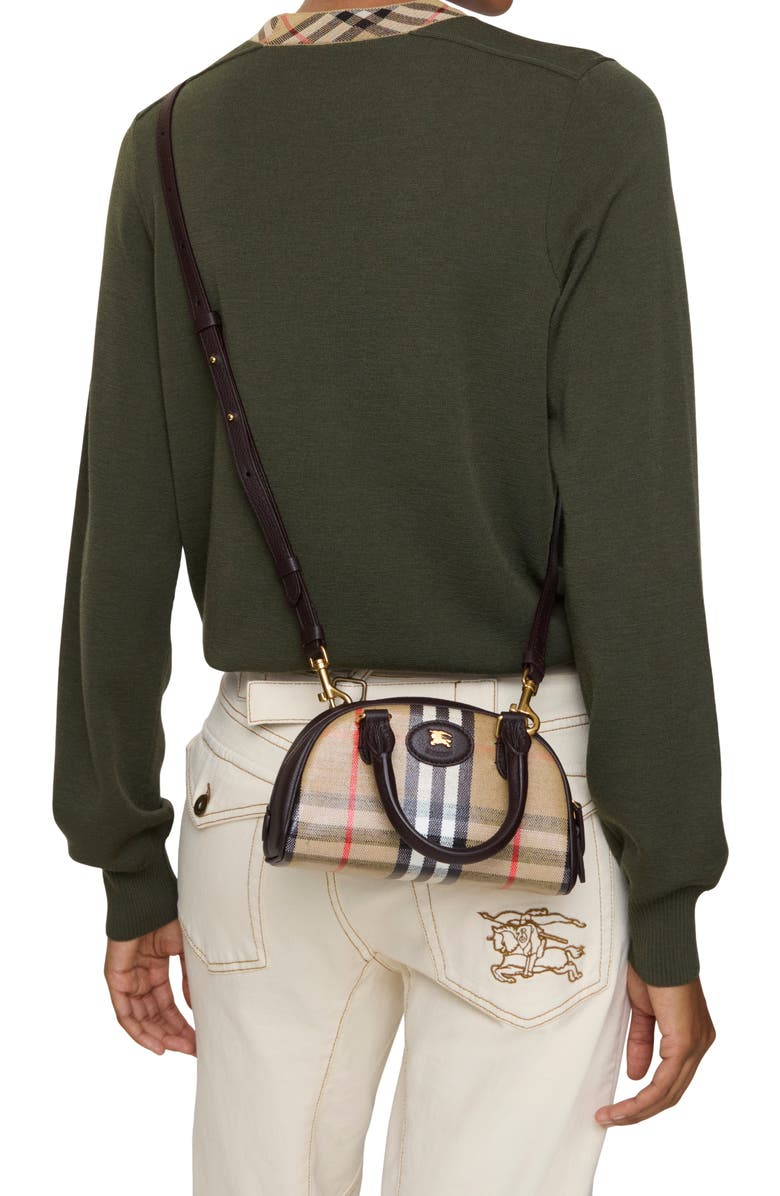 Burberry Mini Highlands Bowling Bag, Alternate, color, Sand Beige