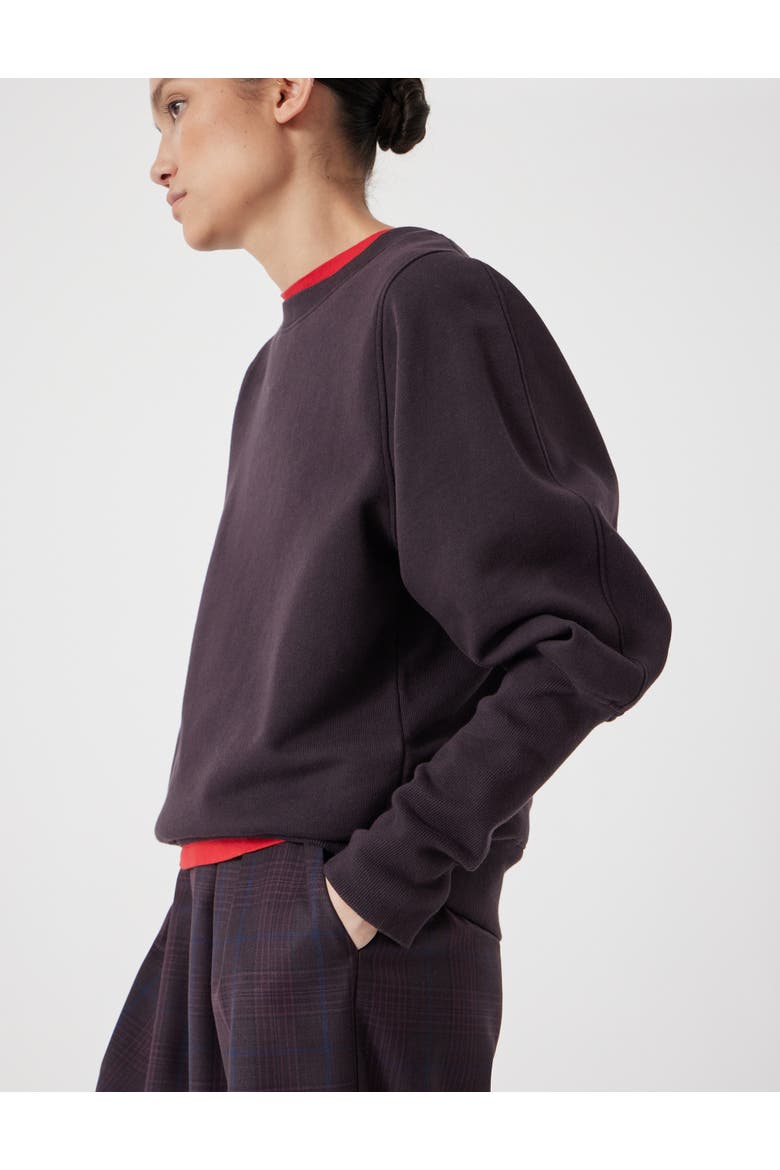 Puff Sleeve Sweatshirt, Alternate, color, Burgundy Purple