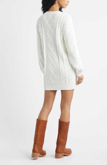 Long Sleeve Cable Knit Sweater Dress