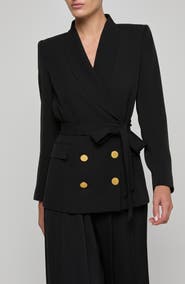 L'AGENCE Aven Wrap Tie Waist Double Breasted Blazer