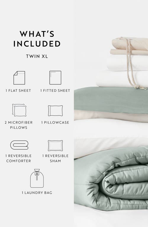Homespun Ultimate College Essentials Bedding Bundle. In Eucalyptus/natural
