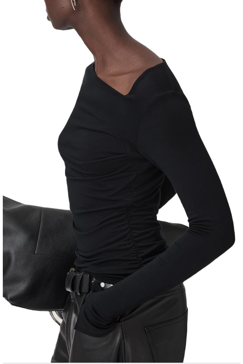 Seyma Asymmetric Neck Jersey Top, Alternate, color, BLACK
