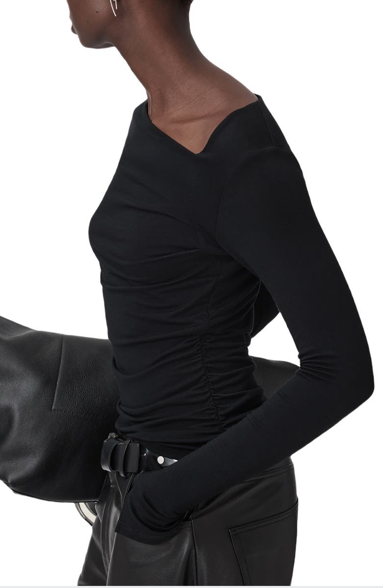 AllSaints Seyma Asymmetric Neck Jersey Top, Alternate, color, Black