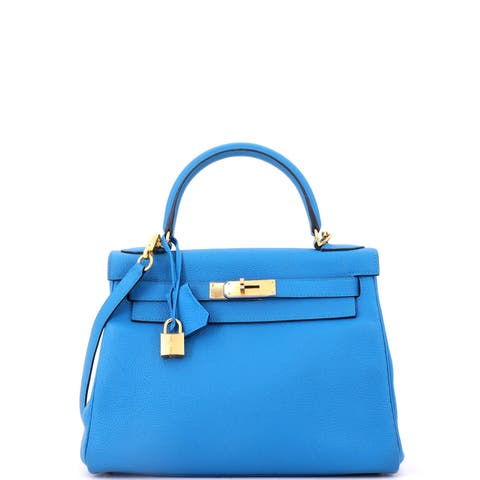 Kelly Handbag Blue Togo with Gold Hardware 28