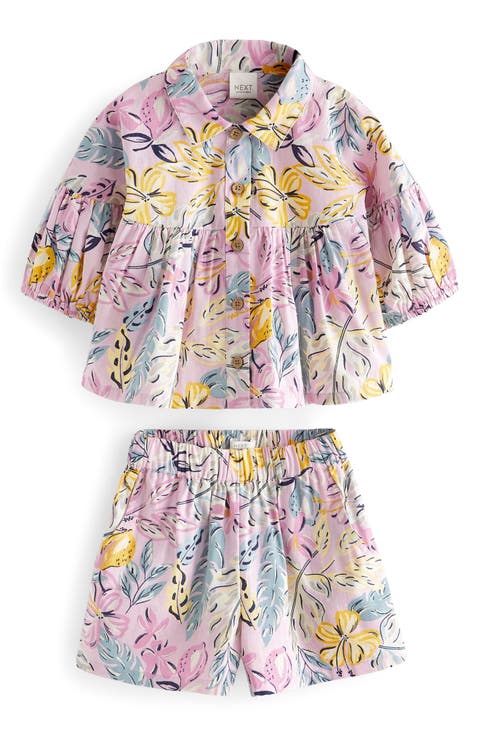 Kids' Banana Palm Print Cotton Top & Shorts Set (Little Kid)