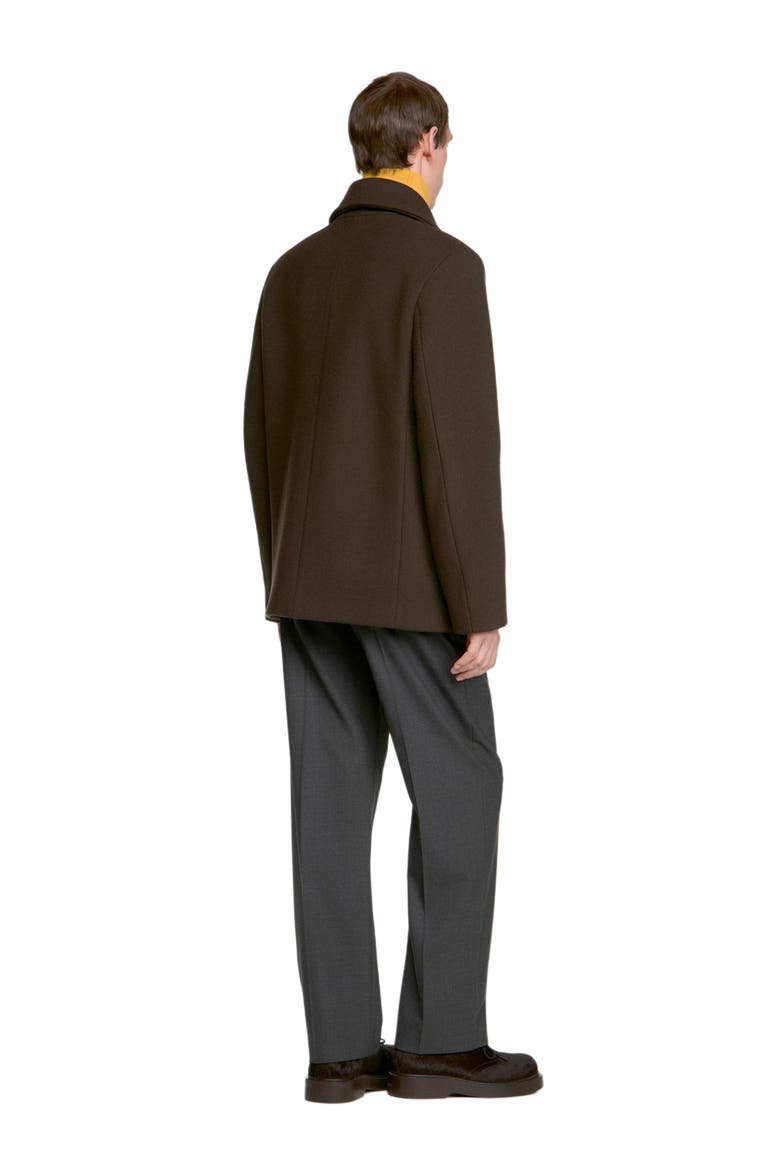 Double-breasted wool pea coat, Alternate, color, Taupe / kaki