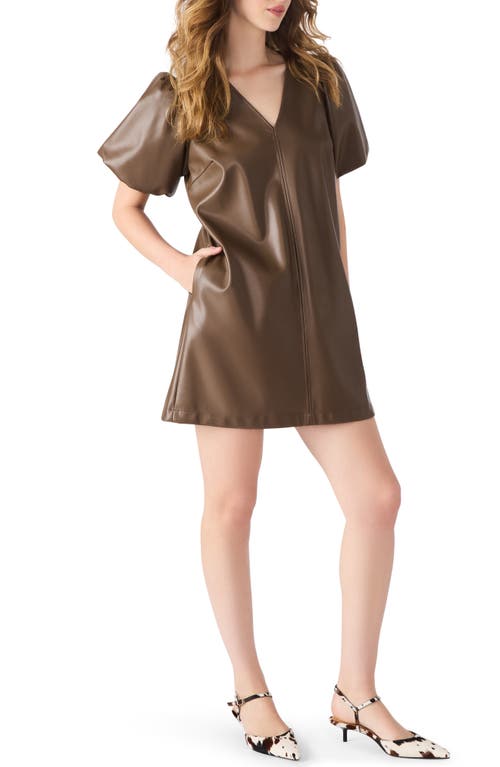 Steve Madden Tilly Faux Leather Minidress In Brown