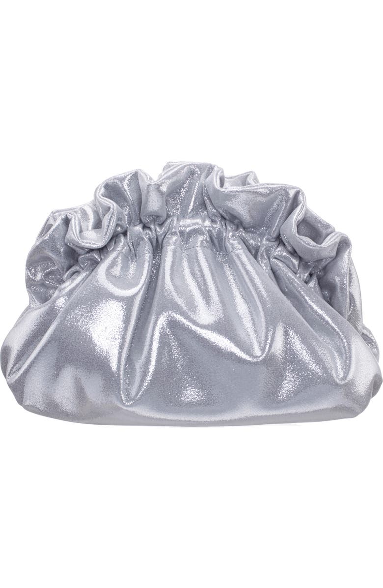 Nina Cristy Metallic Clutch, Main, color, True Silver