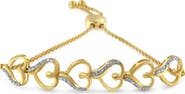 Haus of Brilliance 10K Yellow Gold over Silver Diamond Accented Open Hearts Chain Bolo Bracelet