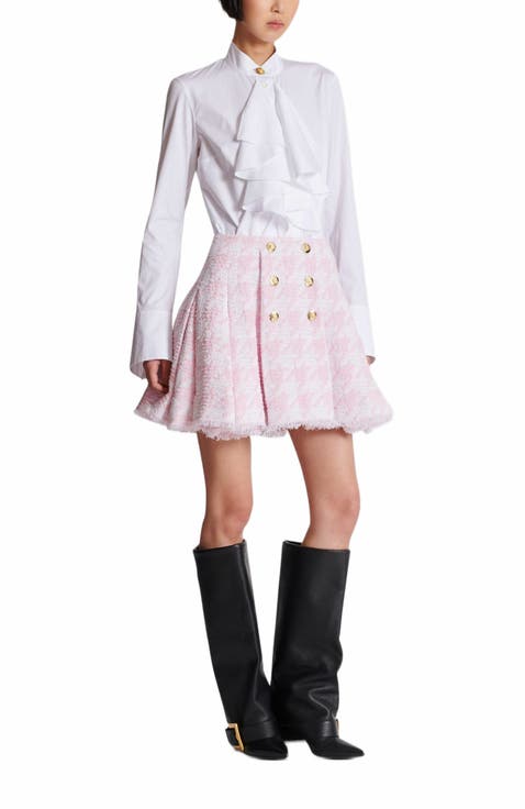 スカート Balmain Pink Tweed Skirt Balmain High-waisted Tweed Skirt in Pink | Lyst