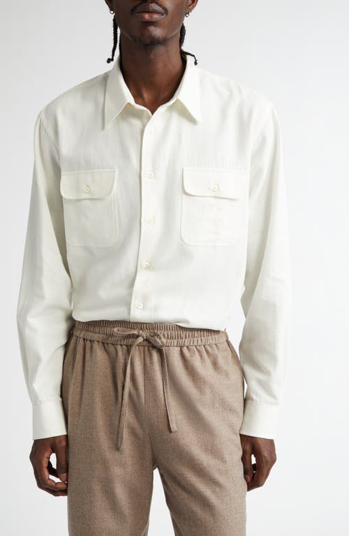 De Bonne Facture Artist Cotton & Hemp Button-Up Shirt in White 