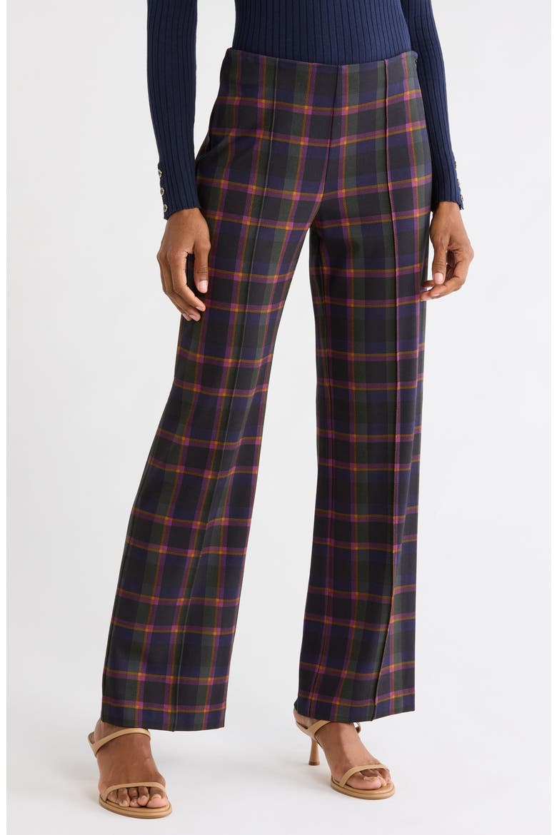 Calder Plaid Pants, Main, color, NAVY/ PLUM/ GOLD