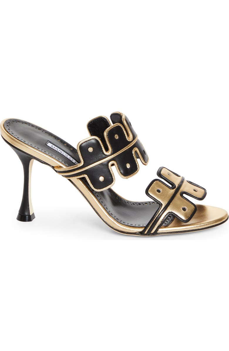 Manolo Blahnik Aplinanu Sandal, Alternate, color, Gold7103/Blck0015