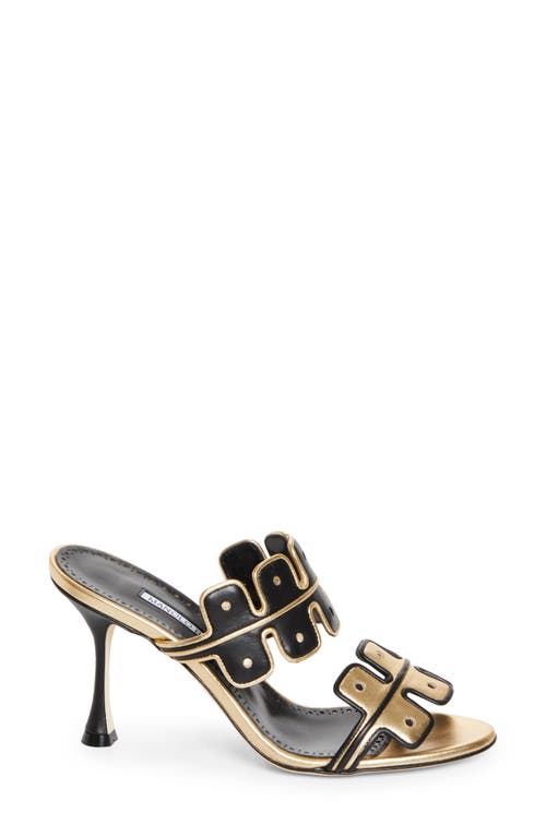 Manolo Blahnik Aplinanu Nappa Leather Double-band Slide Sandals In Black