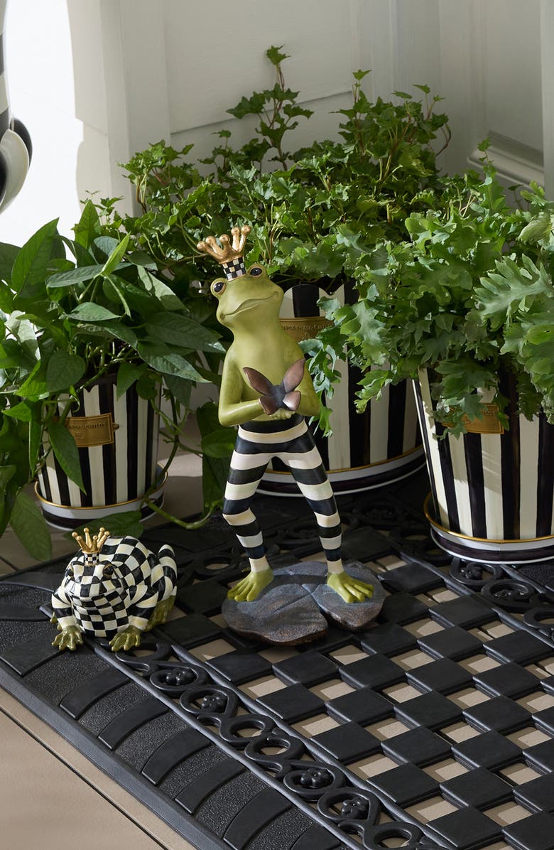 MACKENZIE CHILDS Courtly Check Fergal The Frog with Butterfly Figurine, Alternate, color, Green