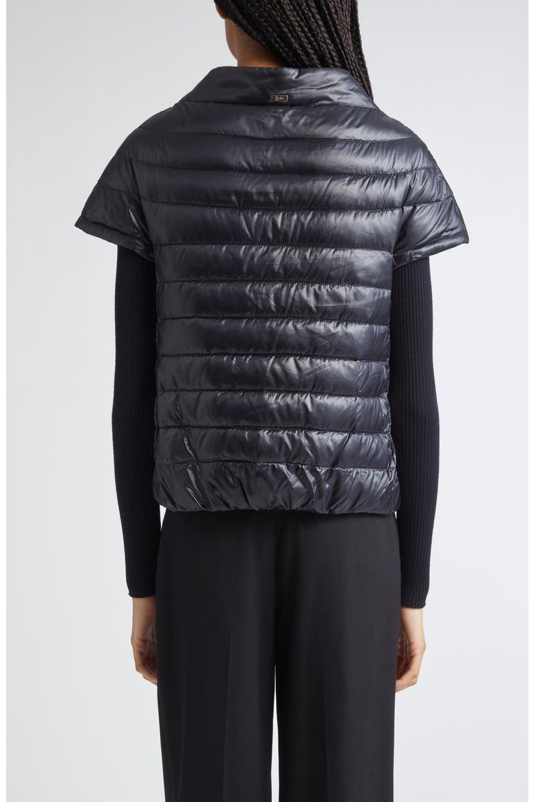 Emilia Cap Sleeve Quilted Down Jacket, Alternate, color, NERO
