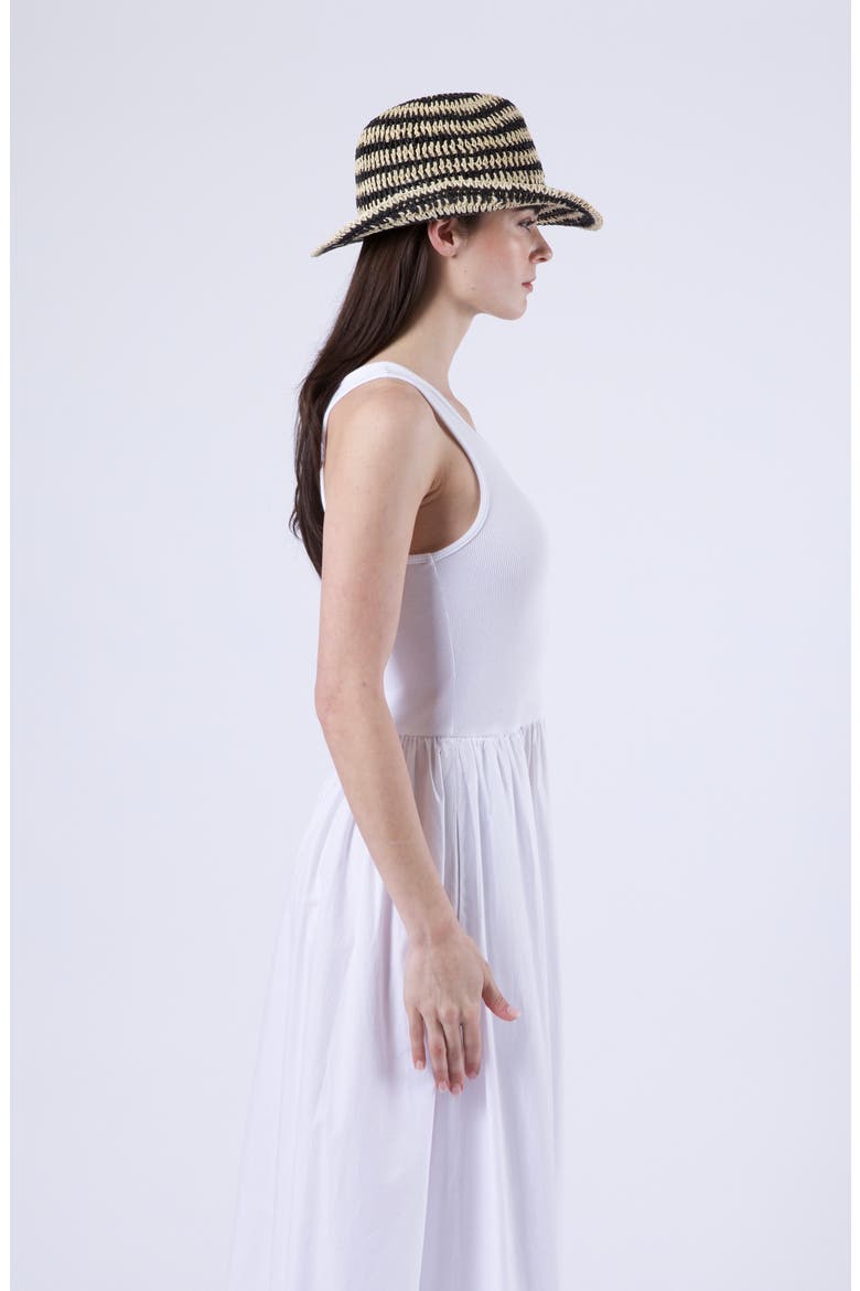 Winona Packable Crochet Fedora, Alternate, color, NATURAL/ BLACK
