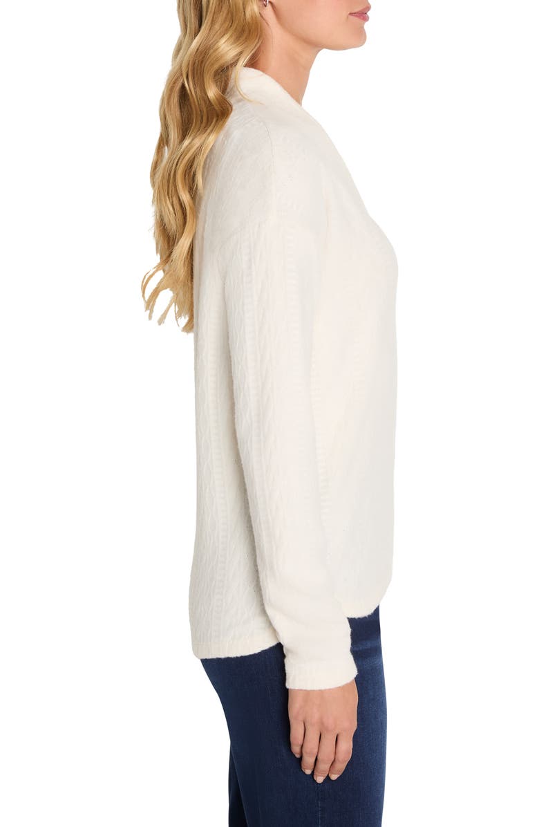 NIC+ZOE Cable Textured Knit Top, Alternate, color, Classic Cream