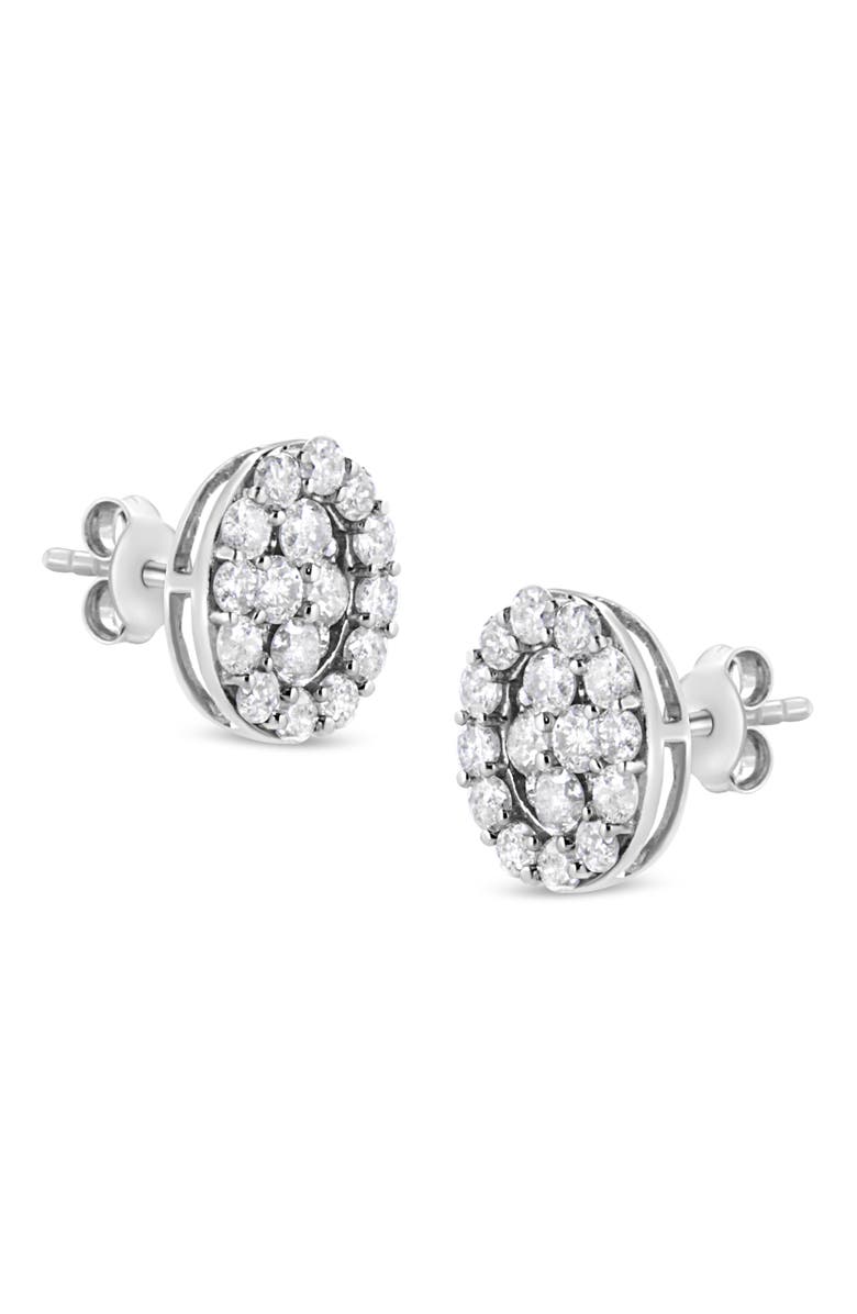 Haus of Brilliance Silver 1 1/2 Ct RoundDiamond Oval Shaped Stud Earrings, Alternate, color, White