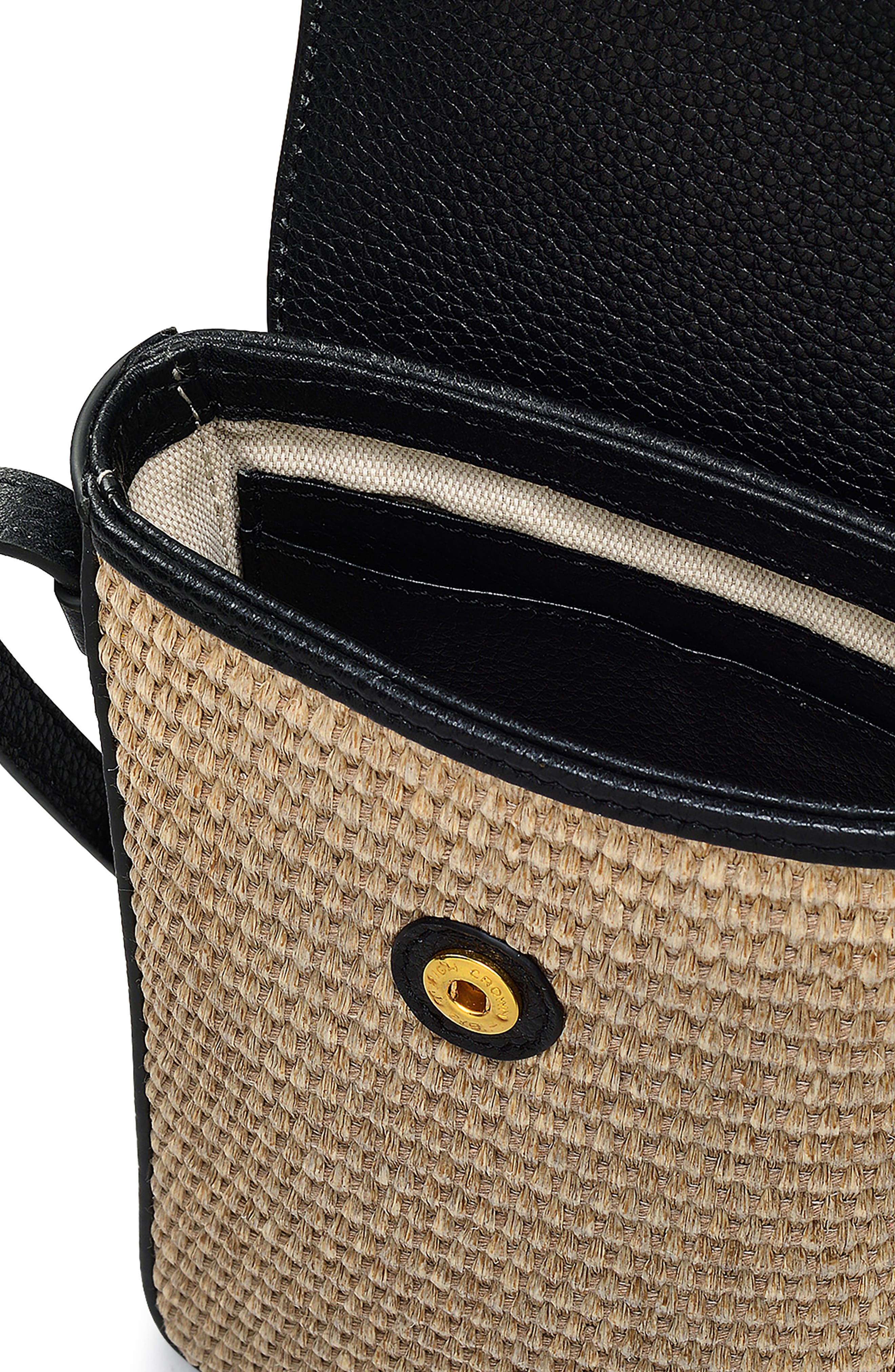 Radley Bishops Lane Straw Mini Phone Crossbody Bag, Alternate, color, Black