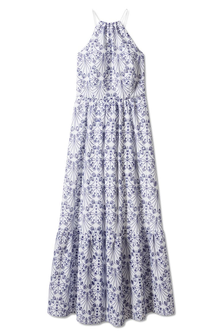 Embroidered Halter Neck Maxi Dress, Alternate, color, BLUE