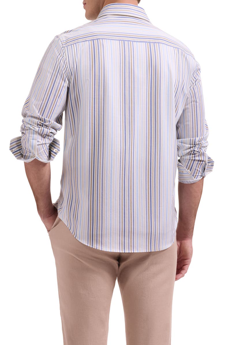 Bugatchi James OoohCotton<sup>®</sup> Stripe Print Button-Up Shirt, Alternate, color, Walnut