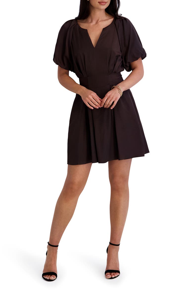 Puff Sleeve Minidress, Main, color, CHOCOLATE