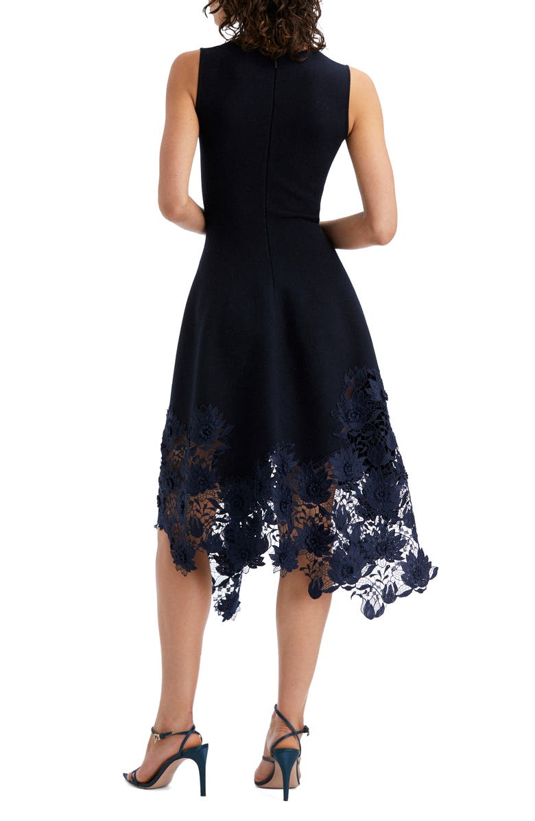 Oscar de la Renta Guipure Lace Handkerchief Hem Dress, Alternate, color,