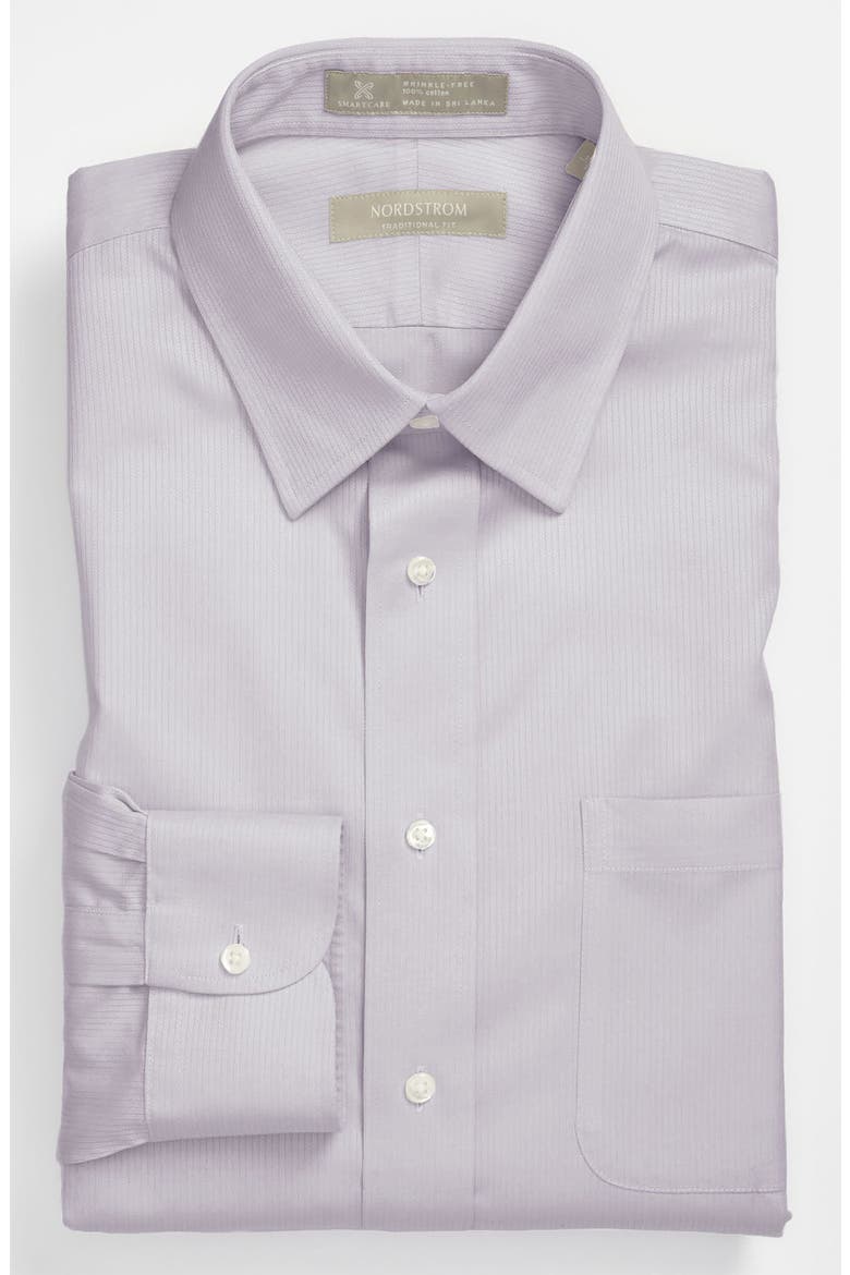 Nordstrom Mens Shop Smartcare™ Traditional Fit Stripe Dress Shirt, Alternate, color, GREY