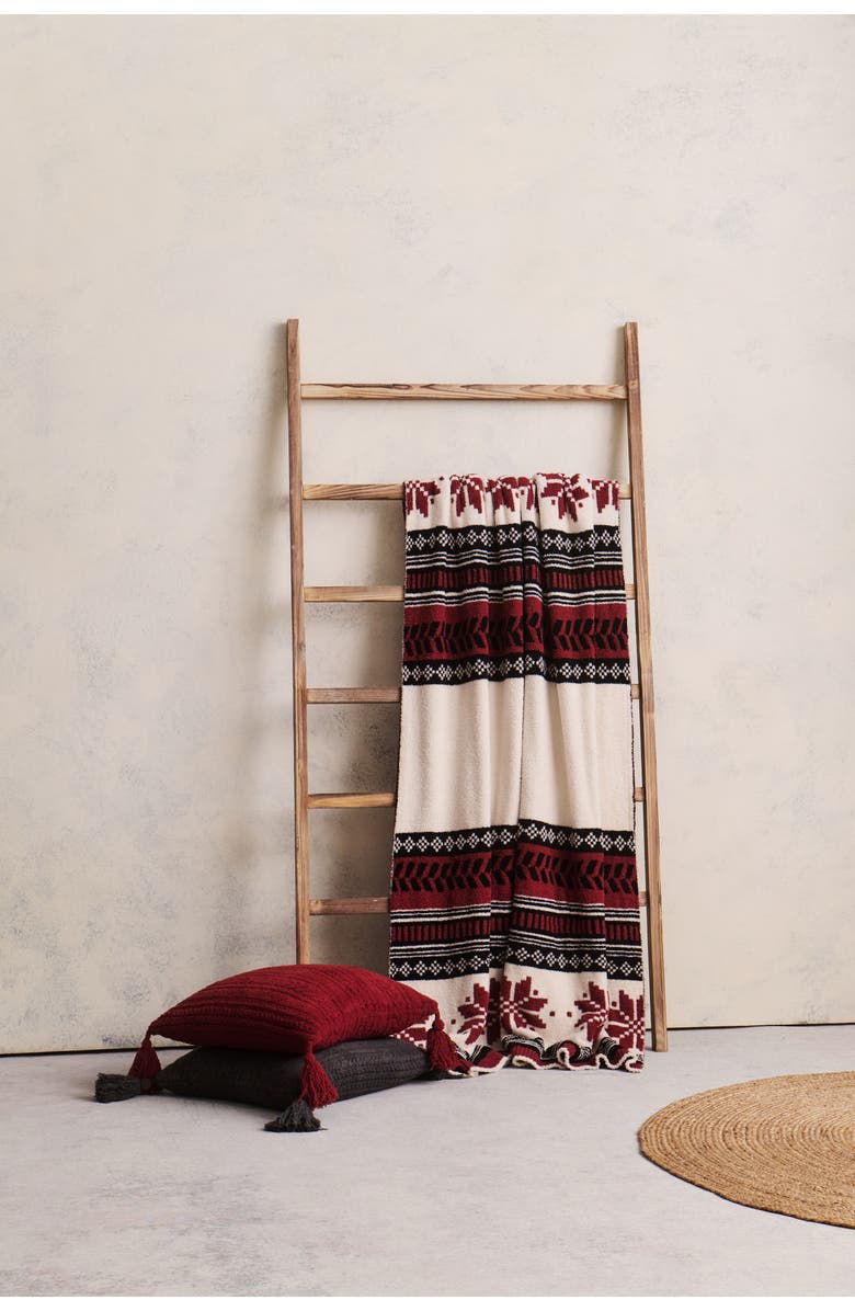 Barefoot Dreams<sup>®</sup> CozyChic<sup>®</sup> Fair Isle Throw Blanket, Alternate, color, Crimson Multi