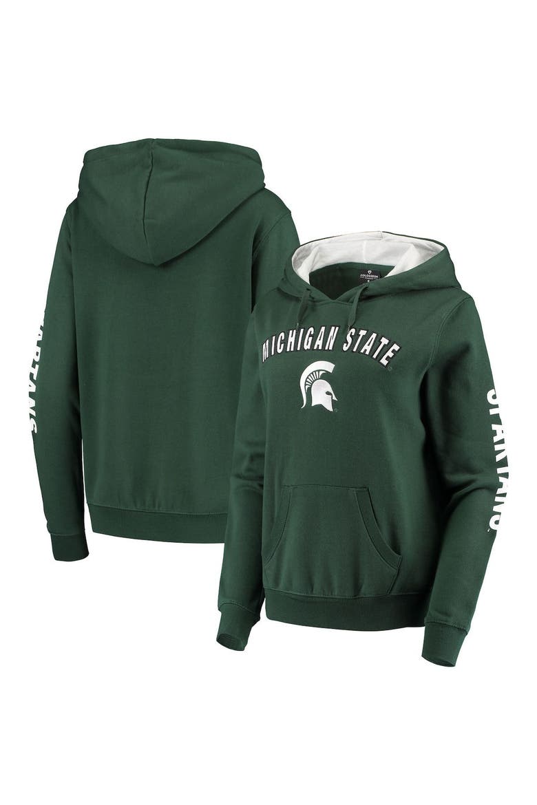 Women's Colosseum Green Michigan State Spartans Loud and Proud Pullover Hoodie, Main, color, Green