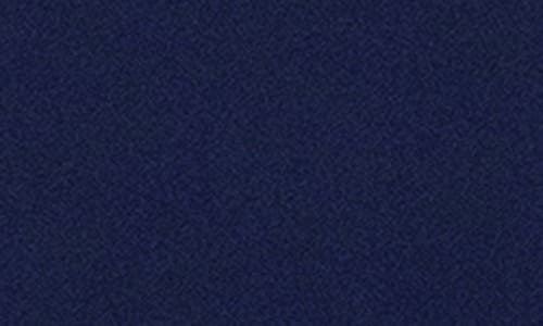 Betsy & Adam Beaded Floral Detail Strapless Scuba Crepe Gown In Navy