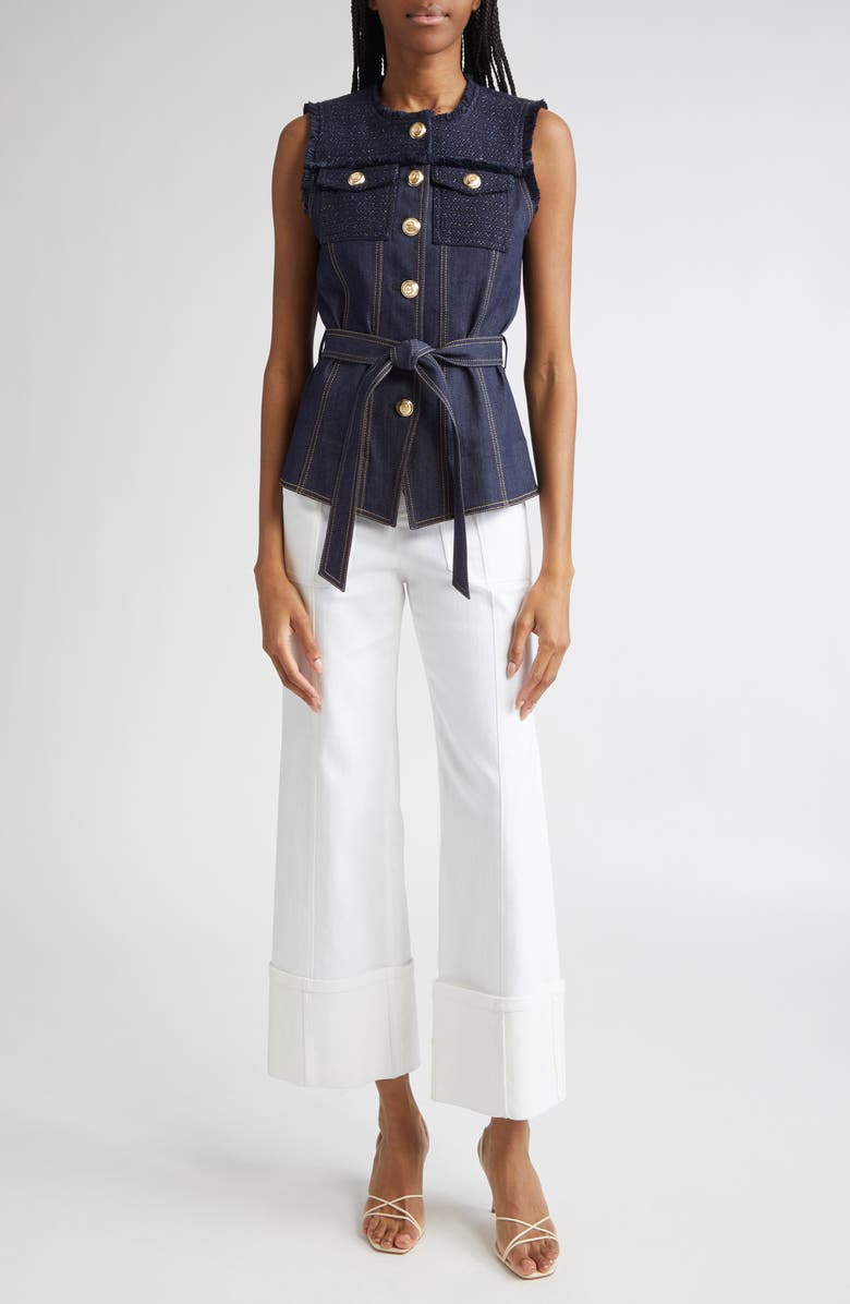 Cinq à Sept Benji Wide Leg Jeans, Alternate, color, White