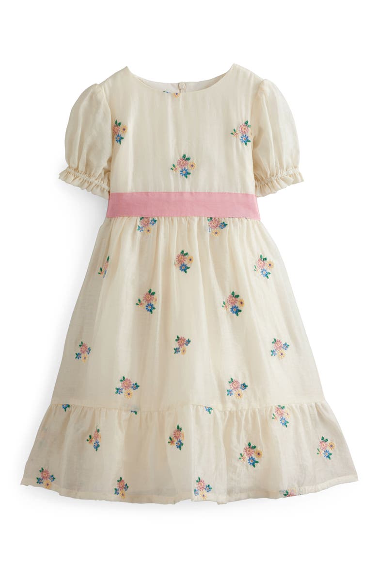 Kids' Floral Embroidered Organza Party Dress, Main, color, COCONUT MILK FLORAL