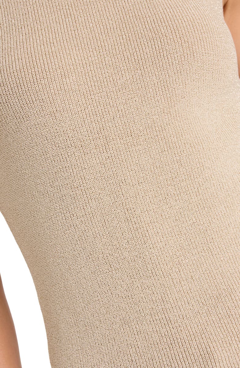 Tahari ASL Metallic Sparkle Sleeveless Mock Neck Sweater, Alternate, color, Champagne