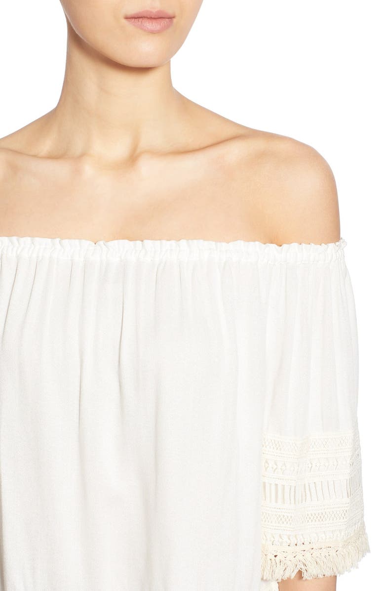 Ella Moss 'Lilita' Macramé Trim Off the Shoulder Top, Alternate, color, 