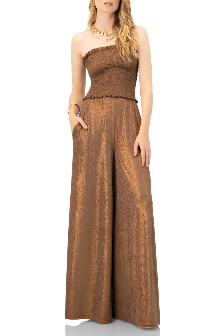 Strapless Wide-Leg Jumpsuit, Main, color, Copper