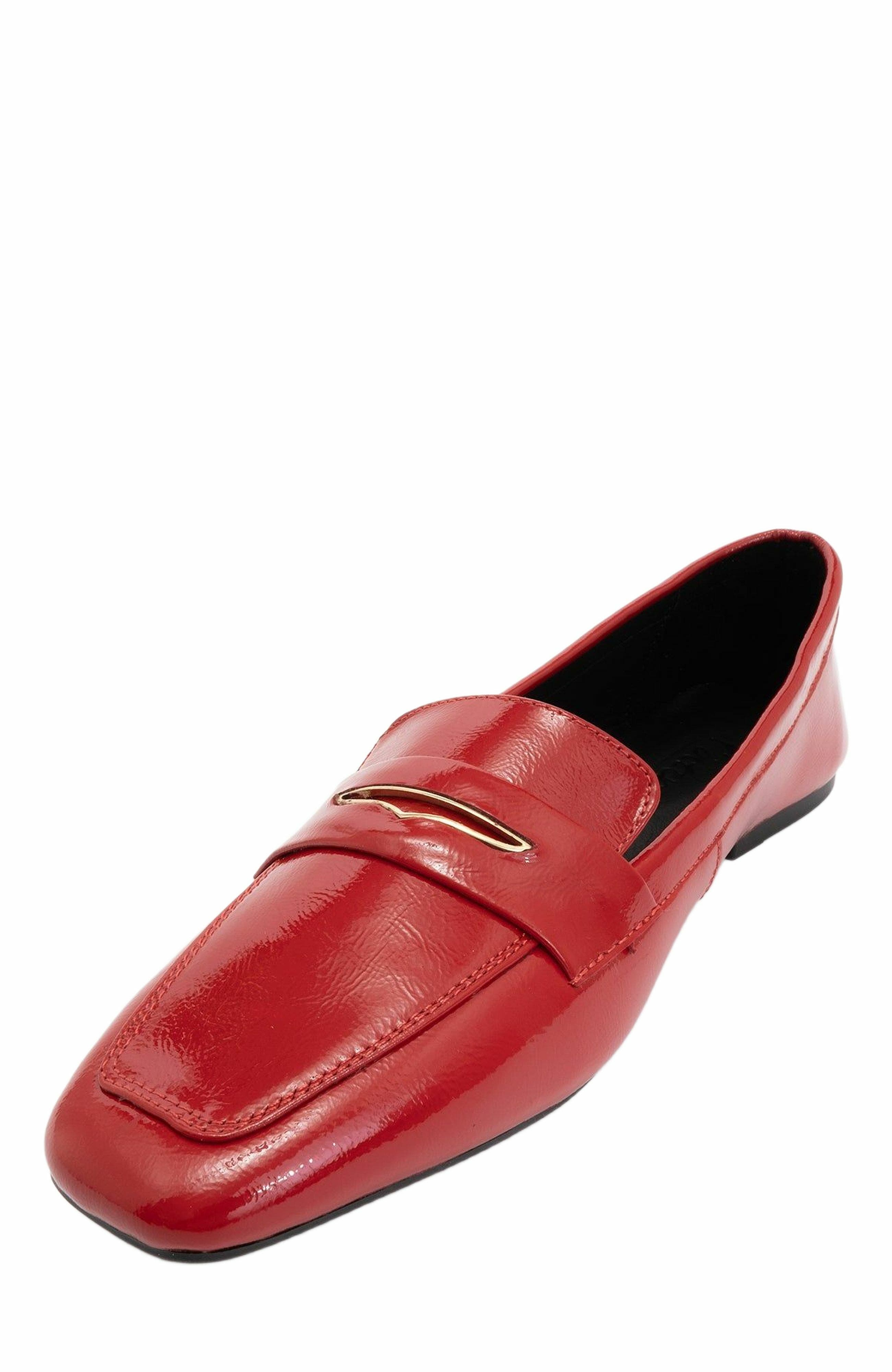 Iridessa Leather Flat Loafers, Alternate, color, Red Patent Leather